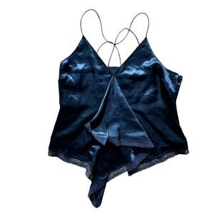 VINTAGE POLO JEANS black satin lace/lingerie camisole l size medium